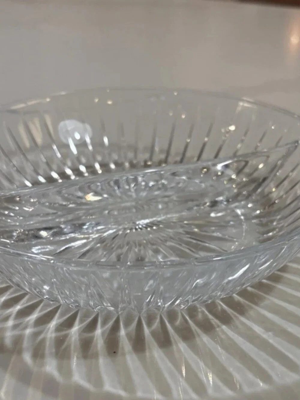 Vintage Crystal Glass Ribbed Divided Relish/Pickle/Candy Dish